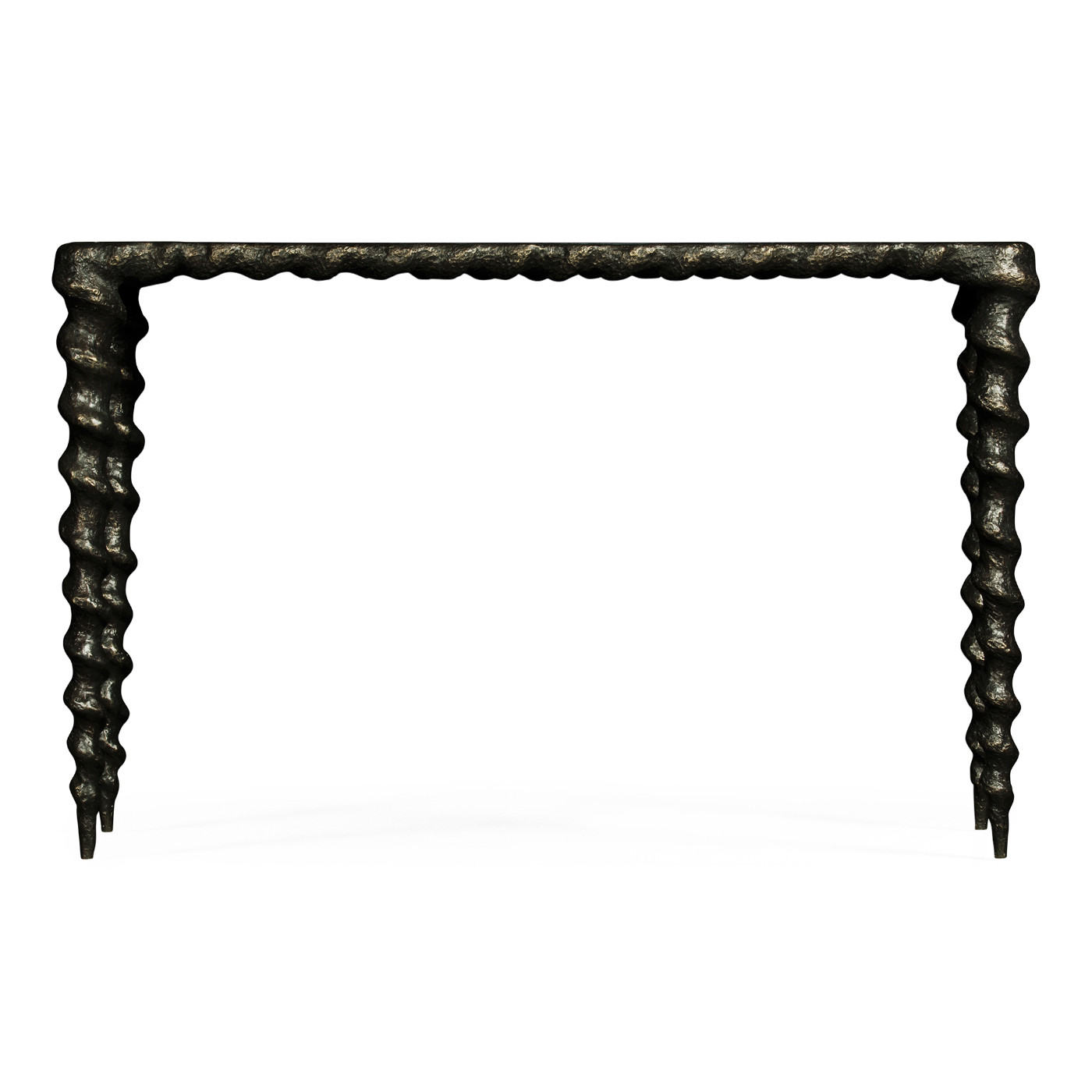 Karinta Antique Brass Console Table with White Oyster