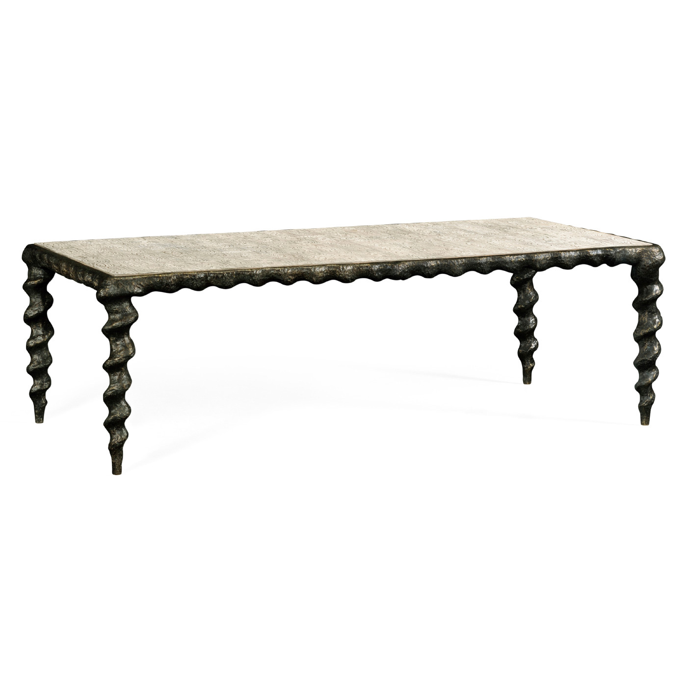 Karinta Antique Brass Coffee Table with Oyster Veneer Top