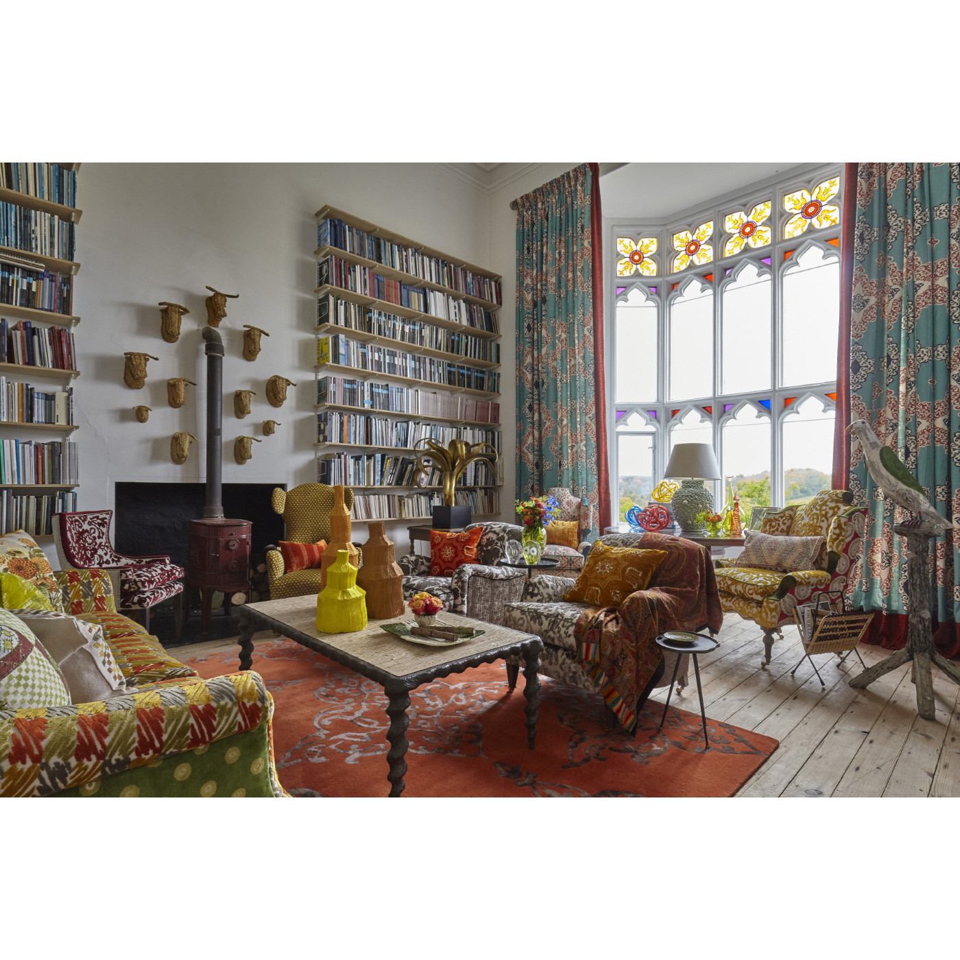 Karinta Antique Brass Coffee Table with Oyster Veneer Top