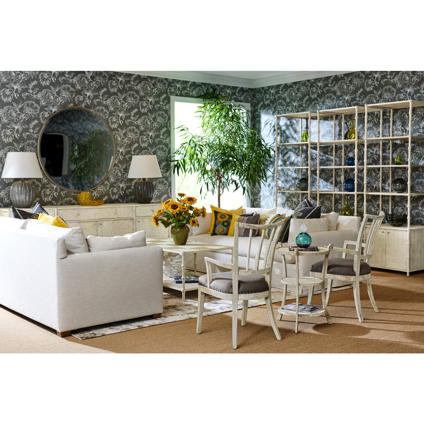 Lucillo Washed Acacia Carver Arm Chair