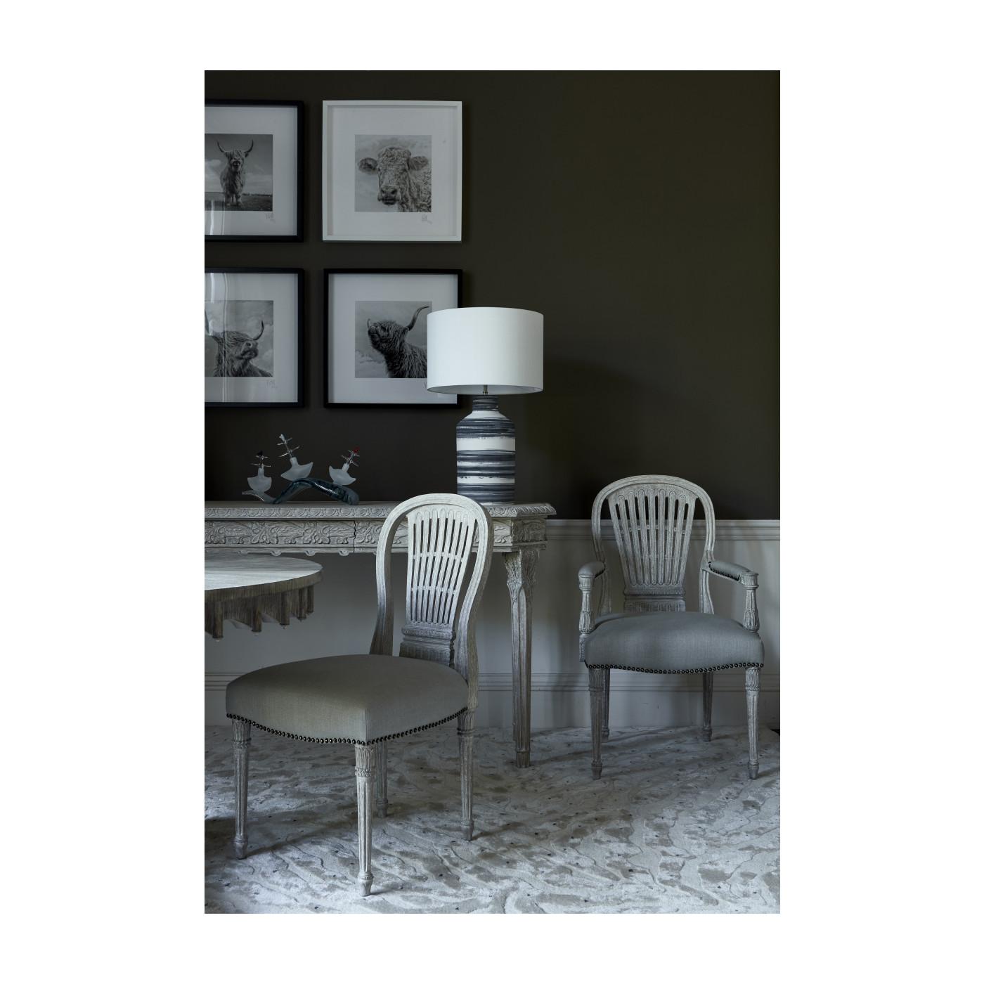 Bellefontaine Venetian White Oak Console Table