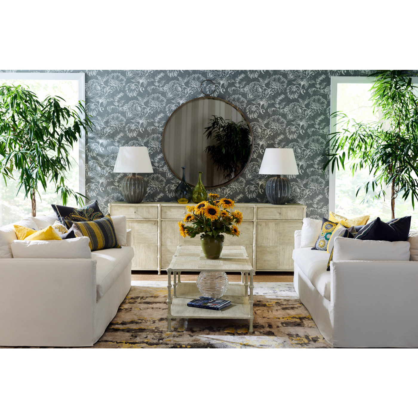 Circular Avalone Bronzed Stainless Steel Wall Hanging Mirror