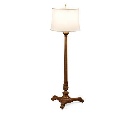 Neoclassical French Walnut Floor Lamp