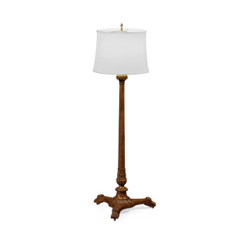 Neoclassical French Walnut Floor Lamp