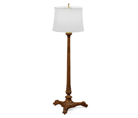 Neoclassical French Walnut Floor Lamp