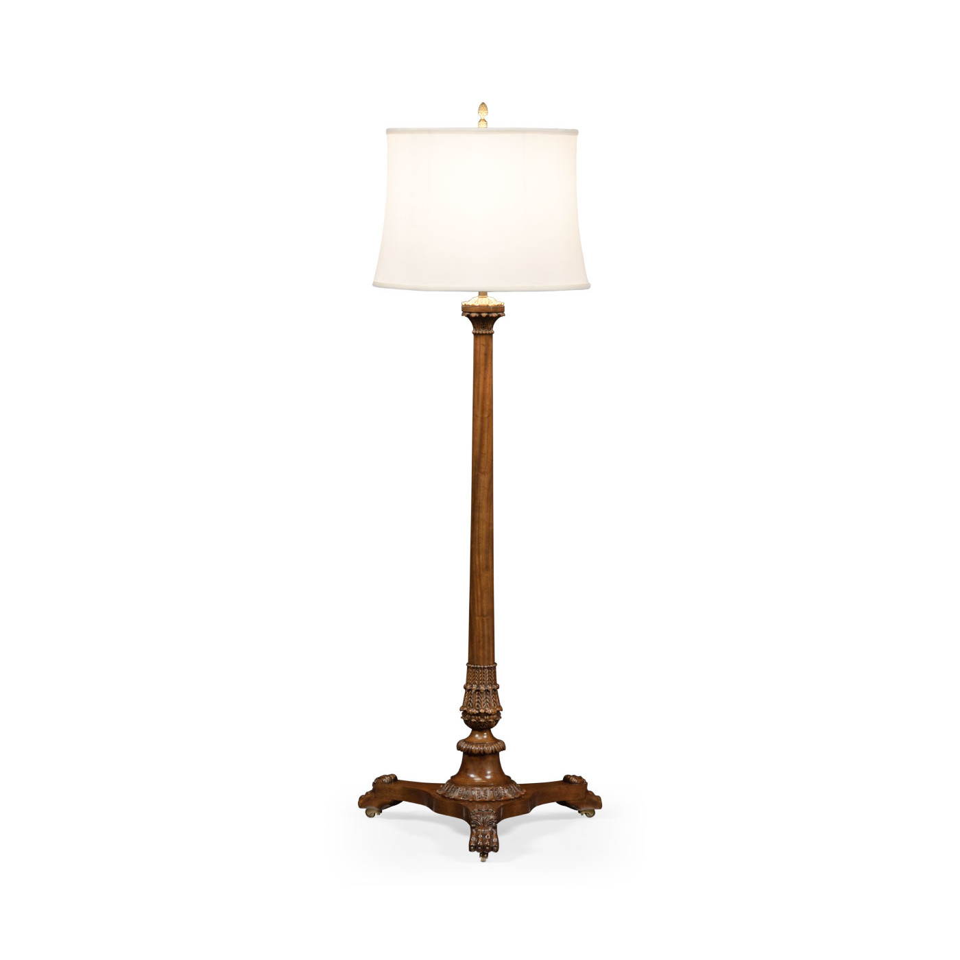 Neoclassical French Walnut Floor Lamp
