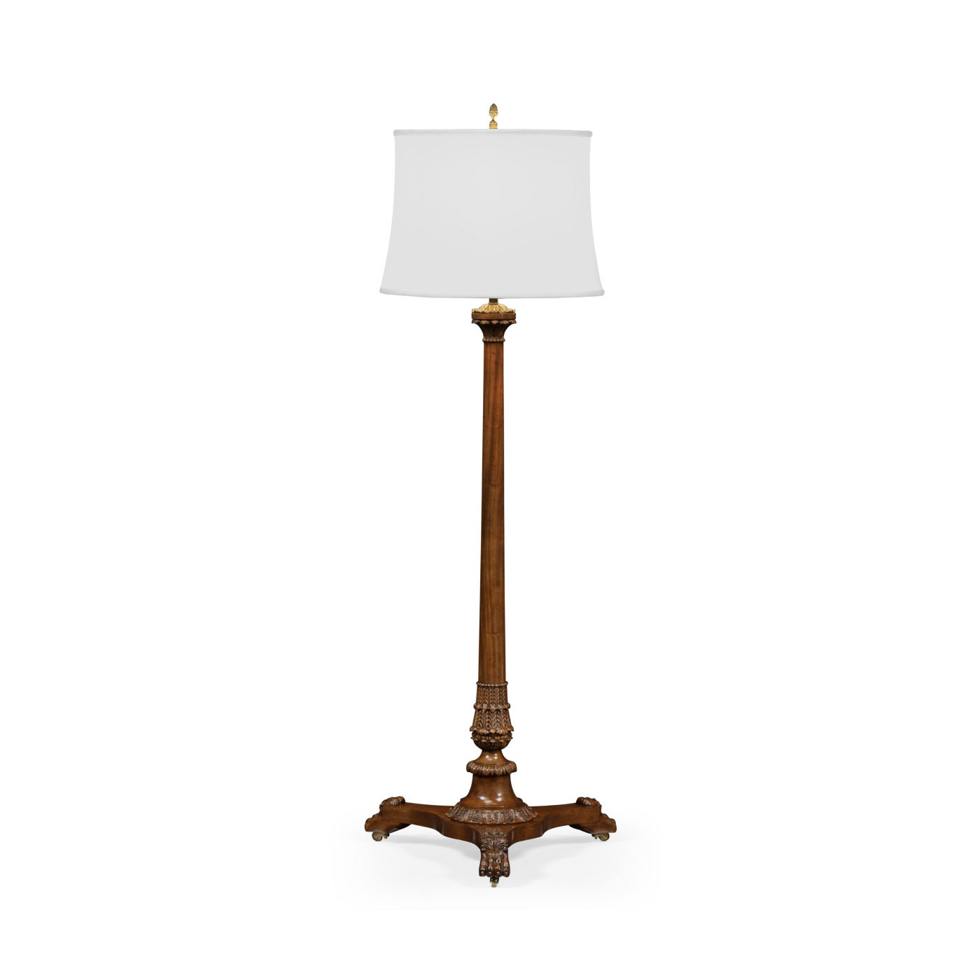 Neoclassical French Walnut Floor Lamp