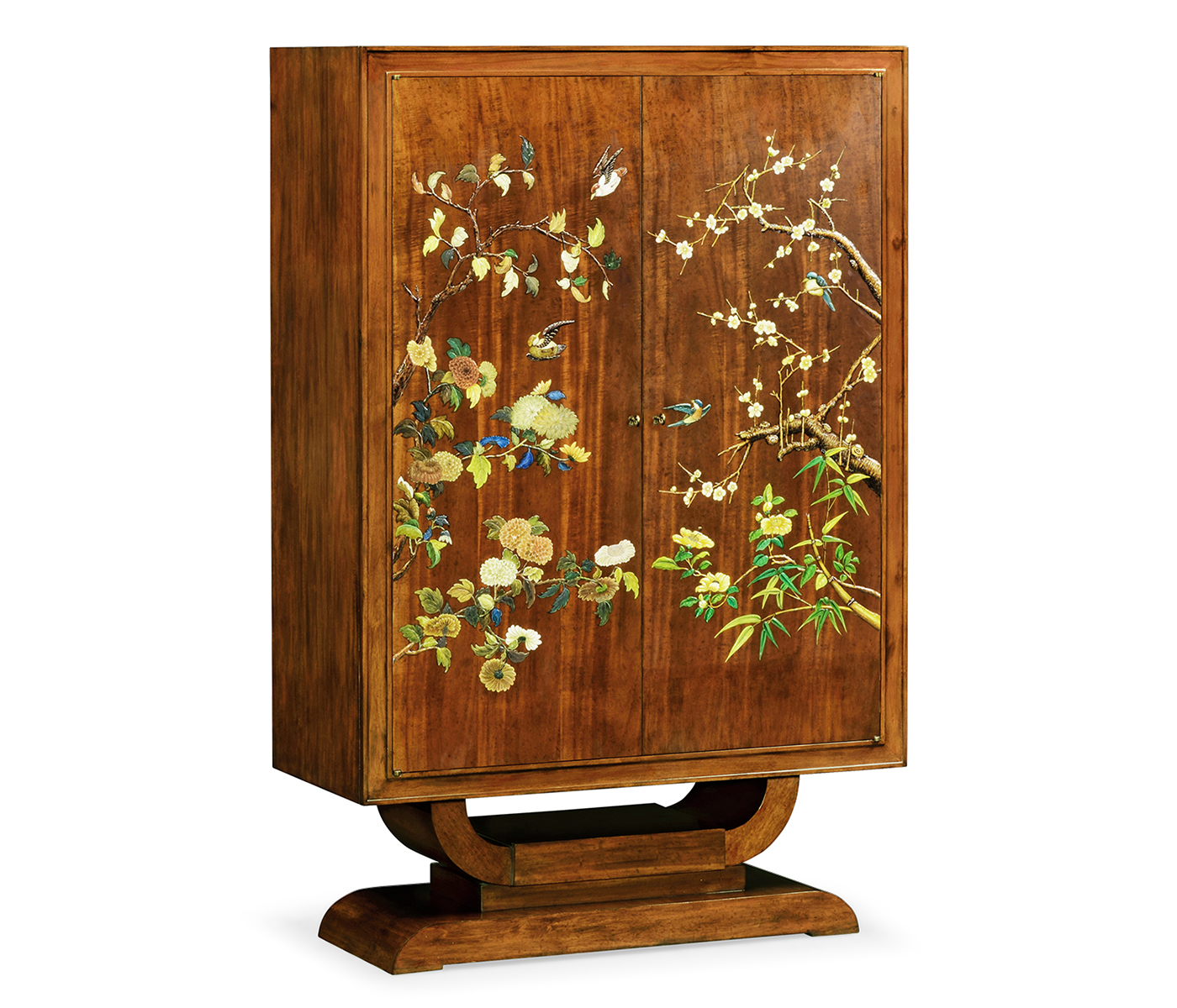 Art Deco Imperial Mahogany & Handpainted Left Salon Cabinet