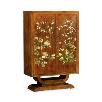 Art Deco Imperial Mahogany & Handpainted Left Salon Cabinet