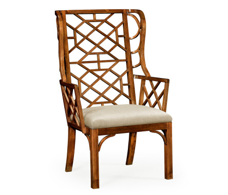 Imperial Mahogany Lattice Back Wing Chair