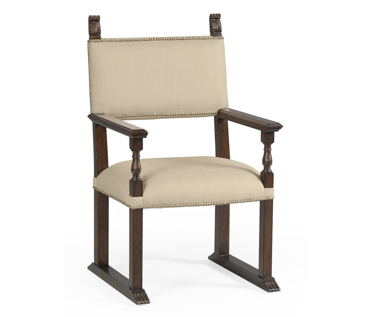 Acanthus Carved Rich Chestnut Dining Arm Chair