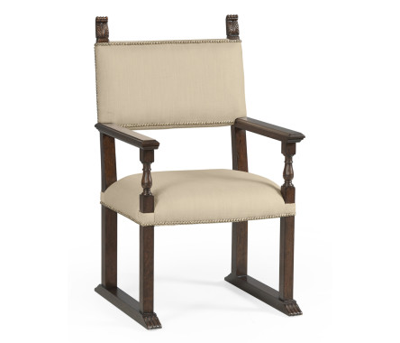 Acanthus Carved Rich Chestnut Dining Arm Chair