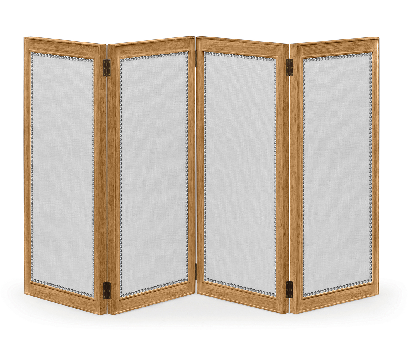 Brushed Medium Brown Oak Screen, Upholstered in COM