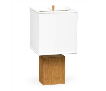 Square Brushed Golden Oak Table Lamp