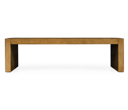 Low Rectangular Brushed Medium Brown Oak Coffee Table