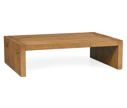 Low Rectangular Brushed Medium Brown Oak Coffee Table