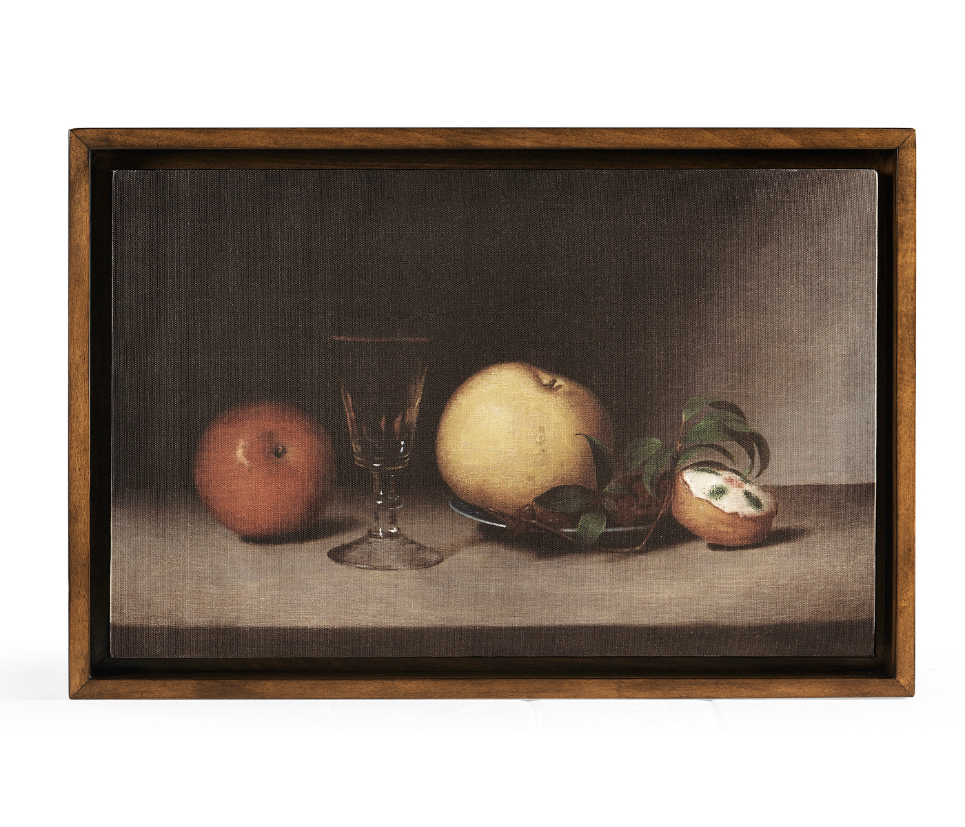 Still Life with Apples, Sherry, and Tea Cakes Painting on a Honey Walnut Frame