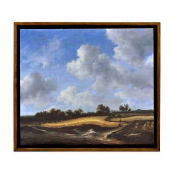 Wheatfield Painting on a Honey Walnut Frame