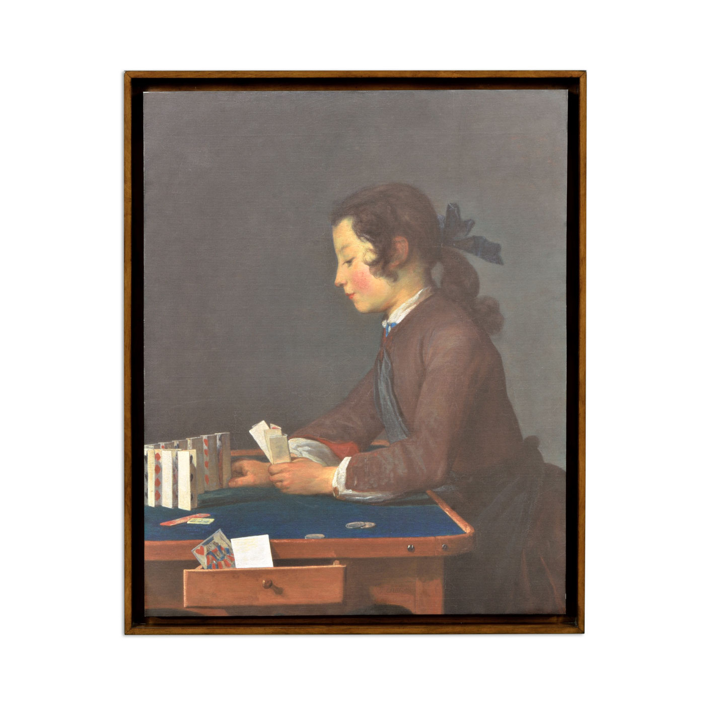 House of Cards Painting on a Honey Walnut Frame