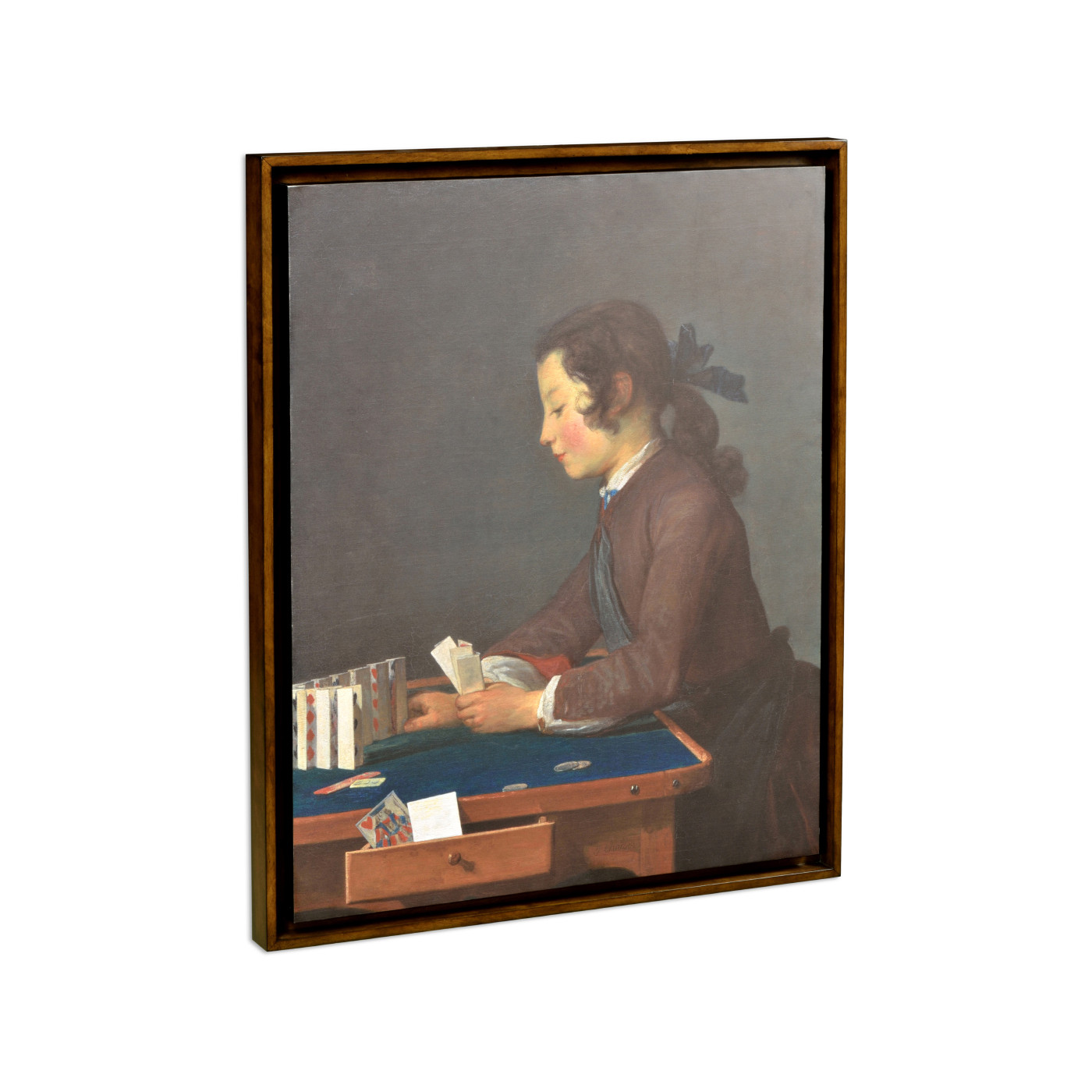 House of Cards Painting on a Honey Walnut Frame