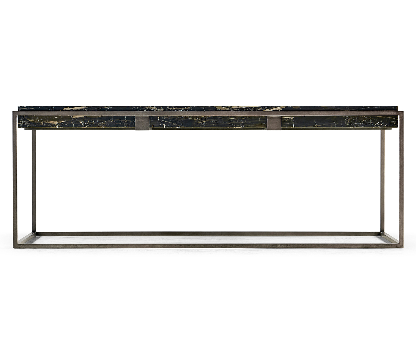 Rectangular Iron Cocktail Table with a Black Marble Top