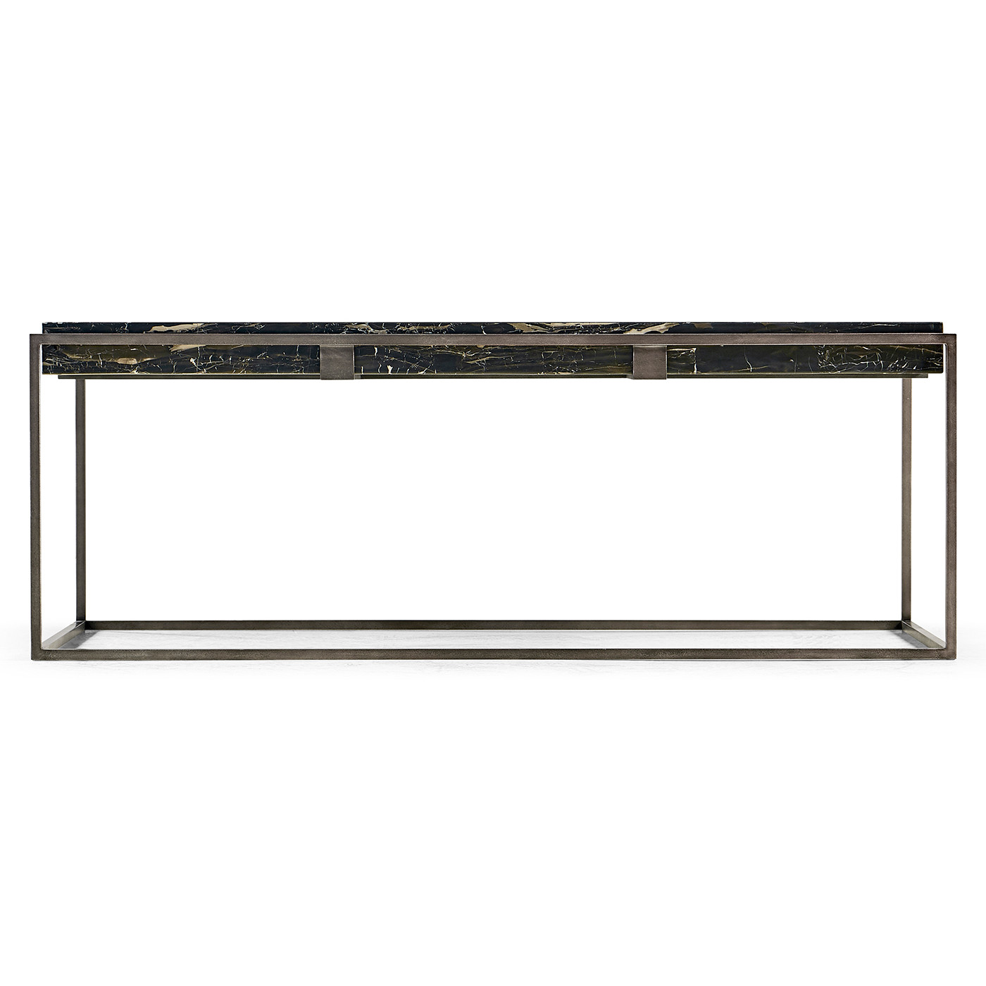 Rectangular Iron Cocktail Table with a Black Marble Top