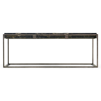 Rectangular Iron Cocktail Table with a Black Marble Top