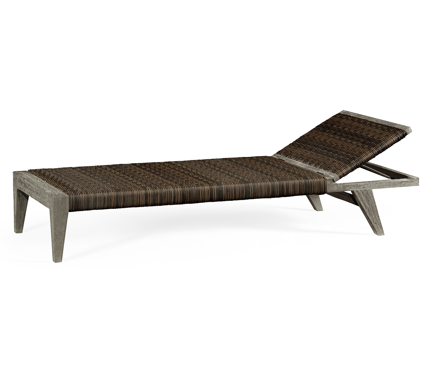 Grey & Rattan Chaise Lounge with Cushion