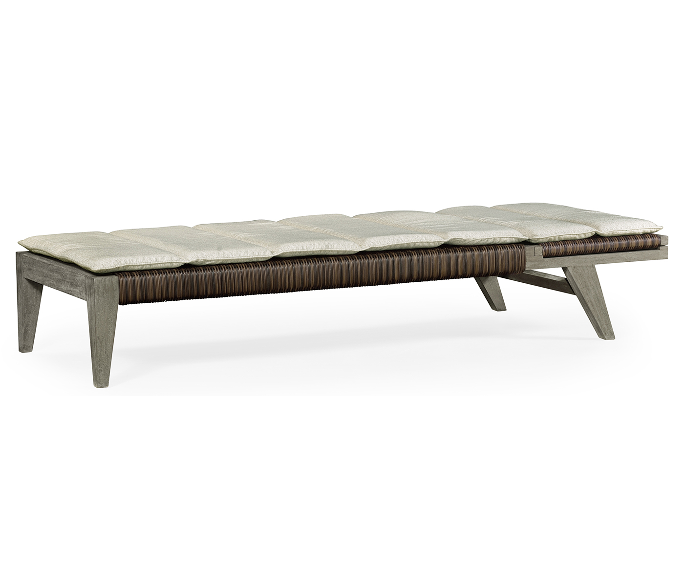 Grey & Rattan Chaise Lounge with Cushion