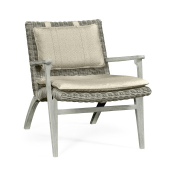 Hampton Cloudy Grey & Rattan Lounge Chair