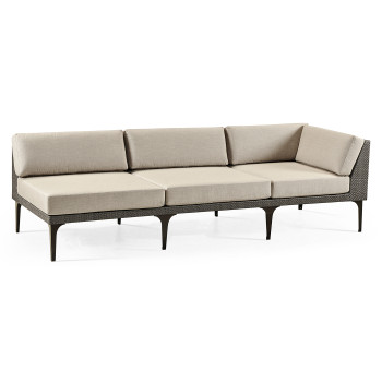Dark Grey Rattan Left Three-Seat Sofa Sectional 98