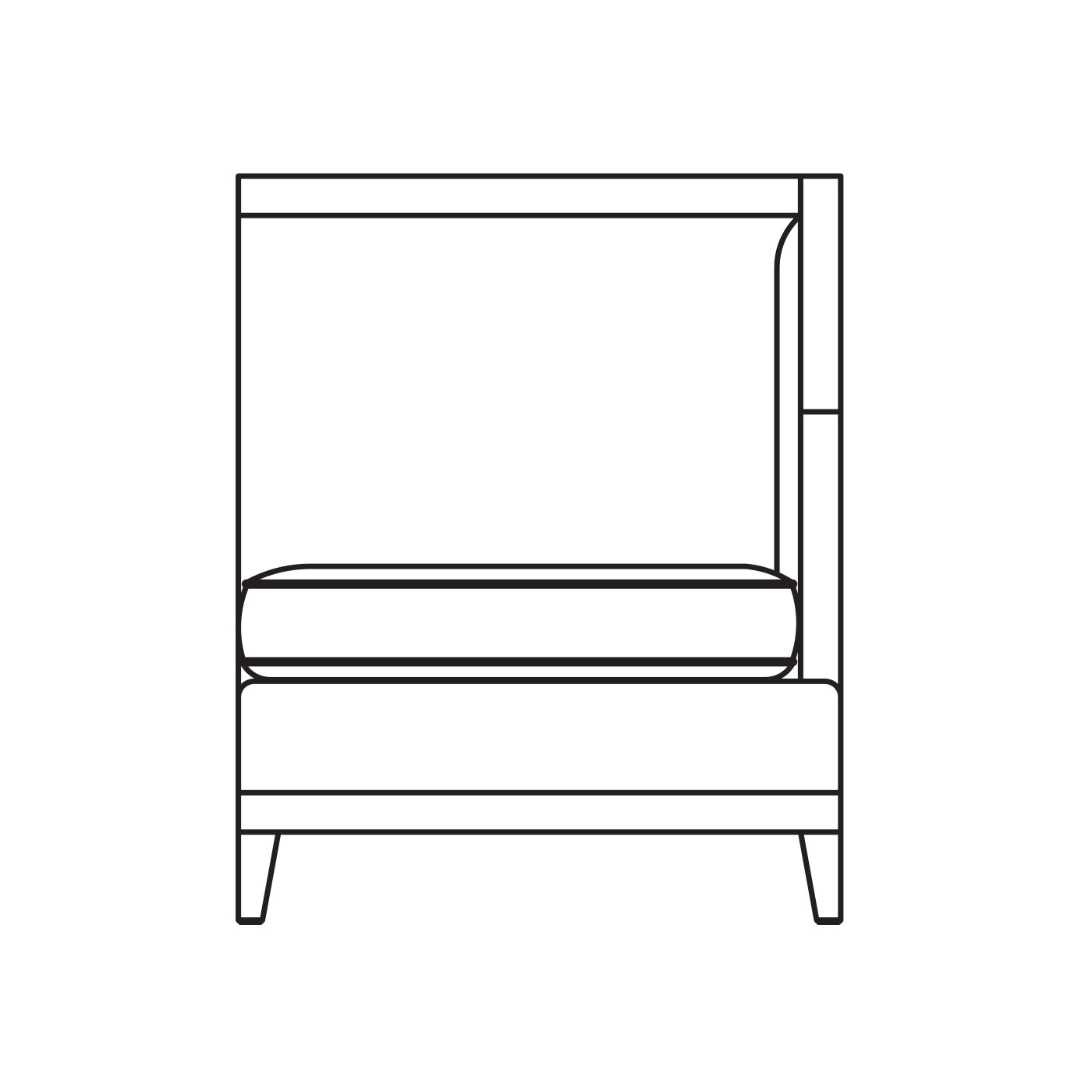 Walnut & Dark Grey Rattan Left One-Seat Sofa Sectional 29