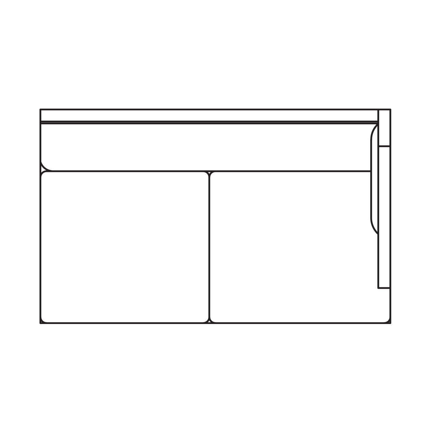 Walnut & Dark Grey Rattan Left Two-Seat Sofa Sectional 57