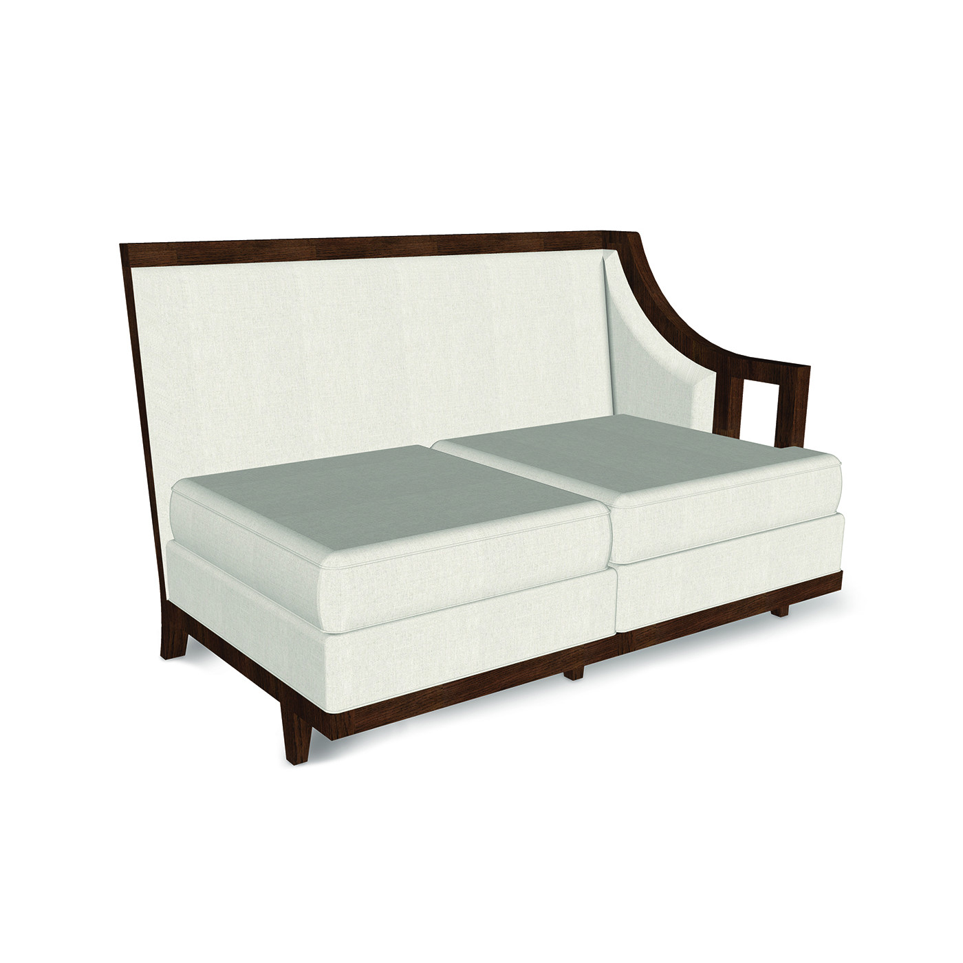 Walnut & Tan Rattan Left Two-Seat Sofa Sectional 57