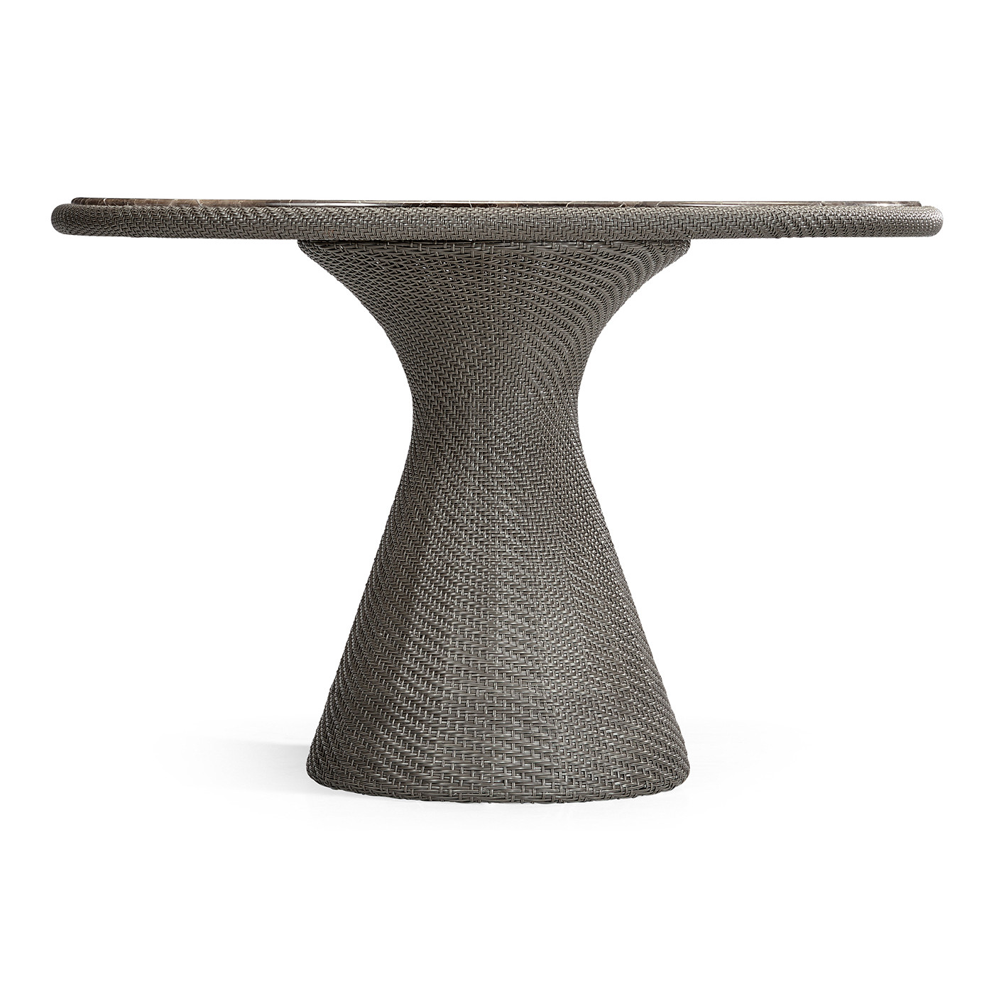 Round Dark Grey Rattan Dining Table with A Dark Marble Top 43