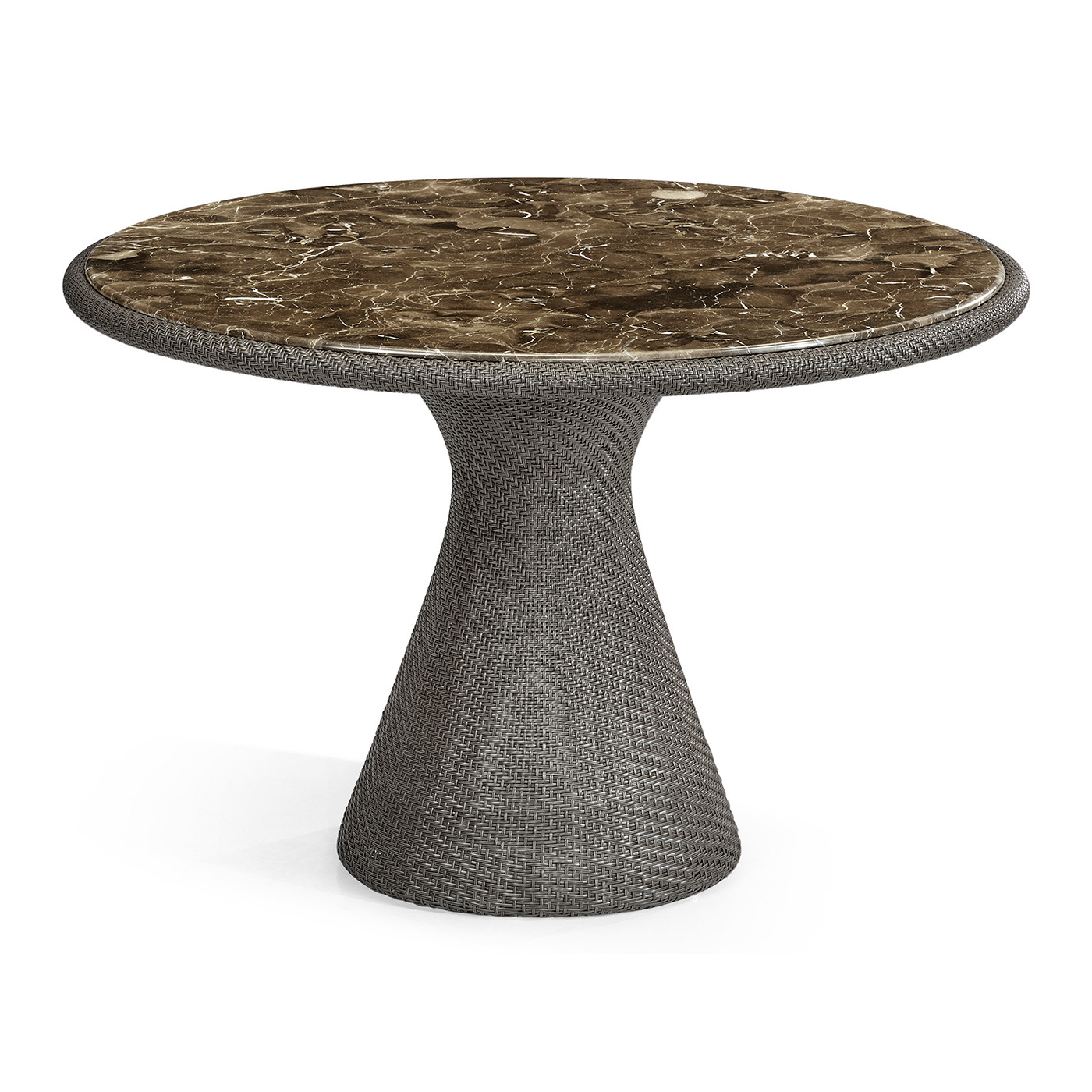 Round Dark Grey Rattan Dining Table with A Dark Marble Top 43