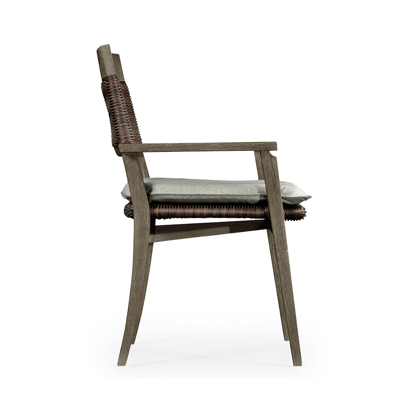 Square Back Grey & Rattan Dining Chair with Cushion