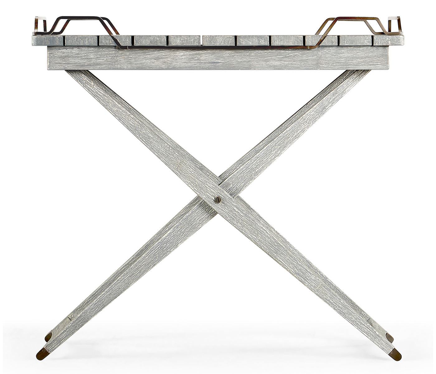 Rectangular Folding Cloudy Grey & Antique Brass Tray Console Table