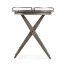 Round Folding Grey & Antique Brass Tray End Table