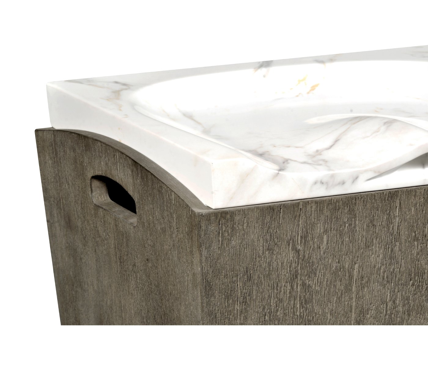 Rectangular Grey & Faux White Marble Storage Stool