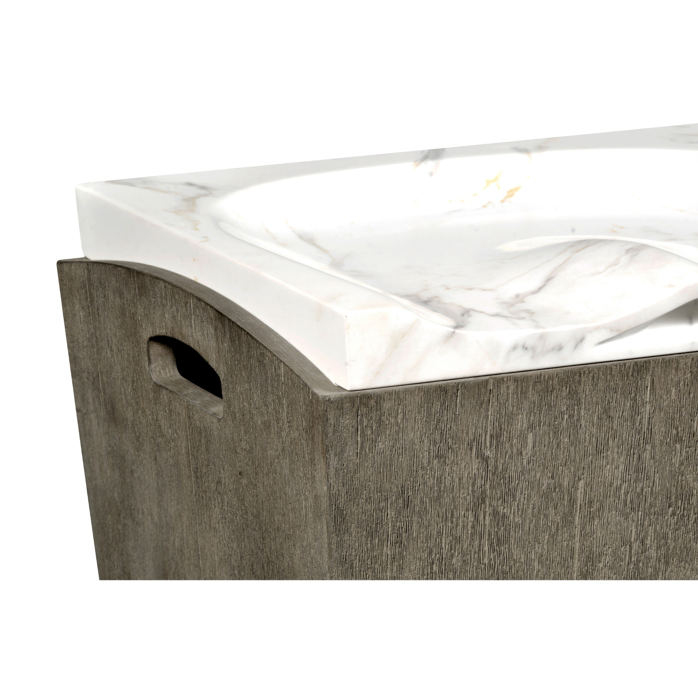 Rectangular Grey & Faux White Marble Storage Stool