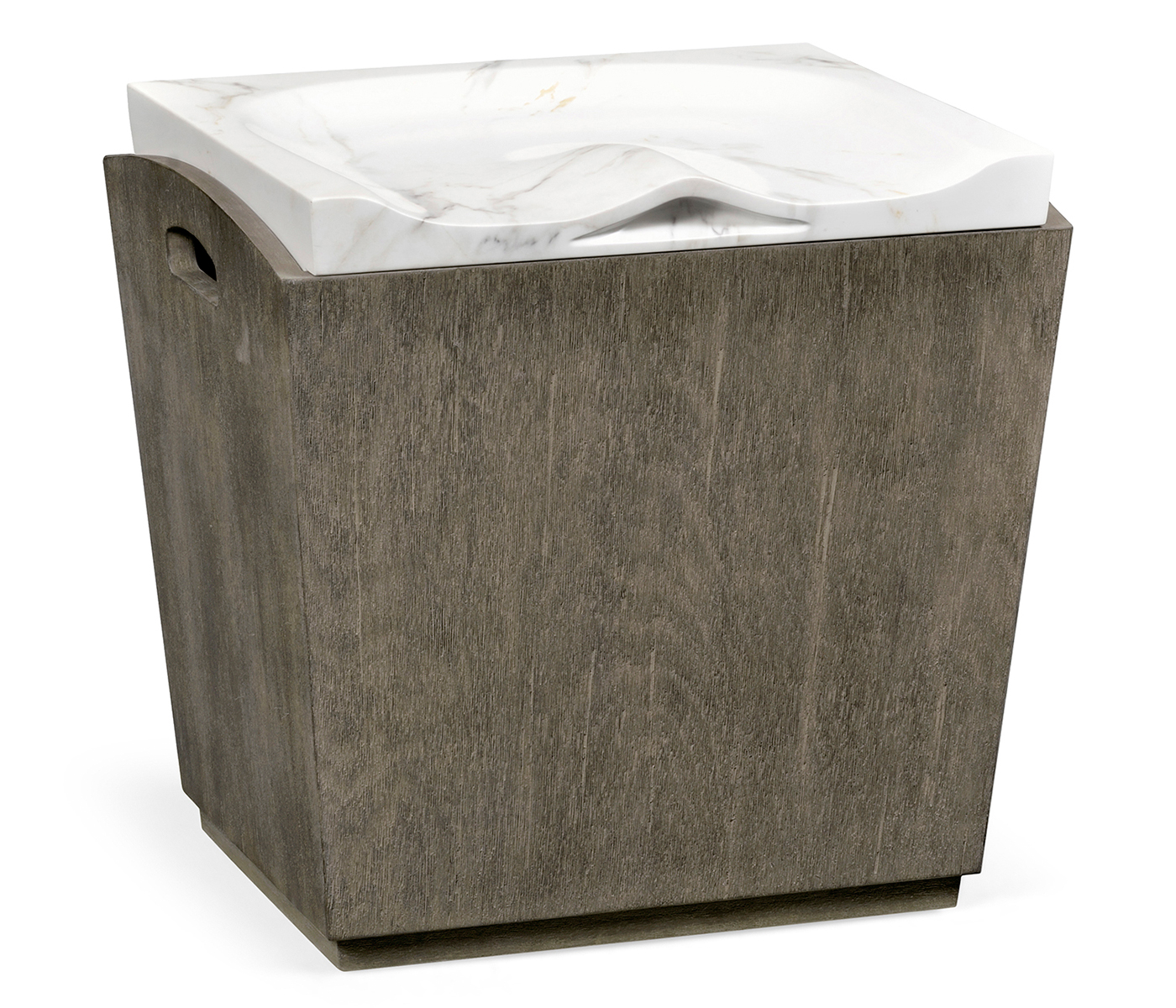 Rectangular Grey & Faux White Marble Storage Stool