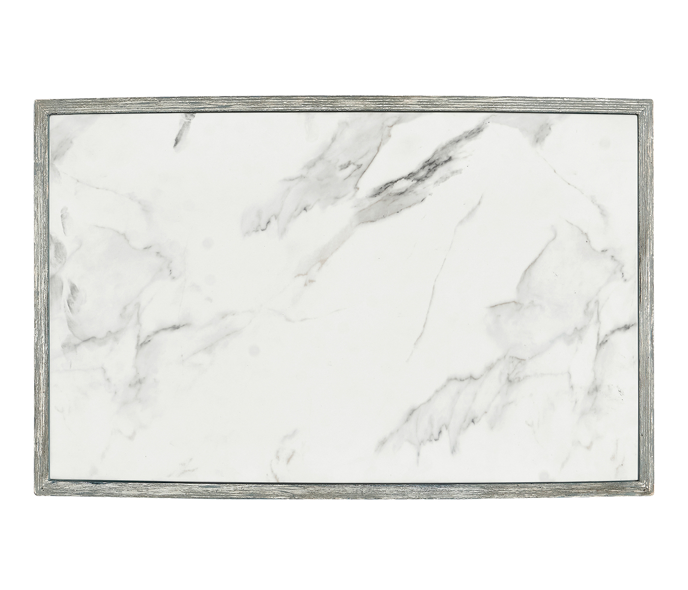 Rectangular Cloudy Grey & Faux White Marble Storage End Table