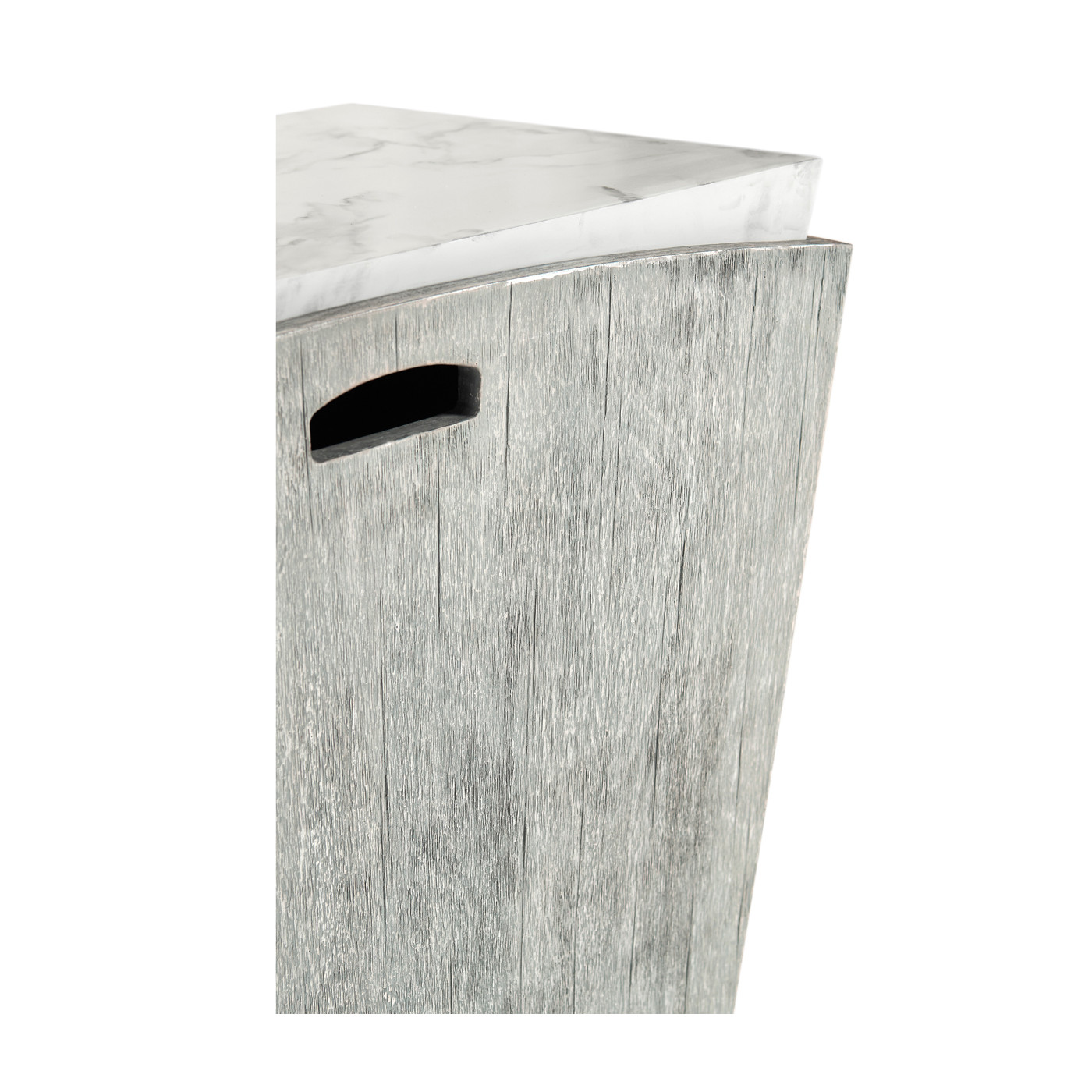Rectangular Cloudy Grey & Faux White Marble Storage End Table