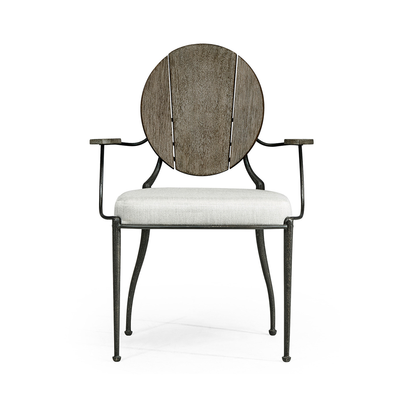 Circle Back Grey & Iron Dining Arm Chair