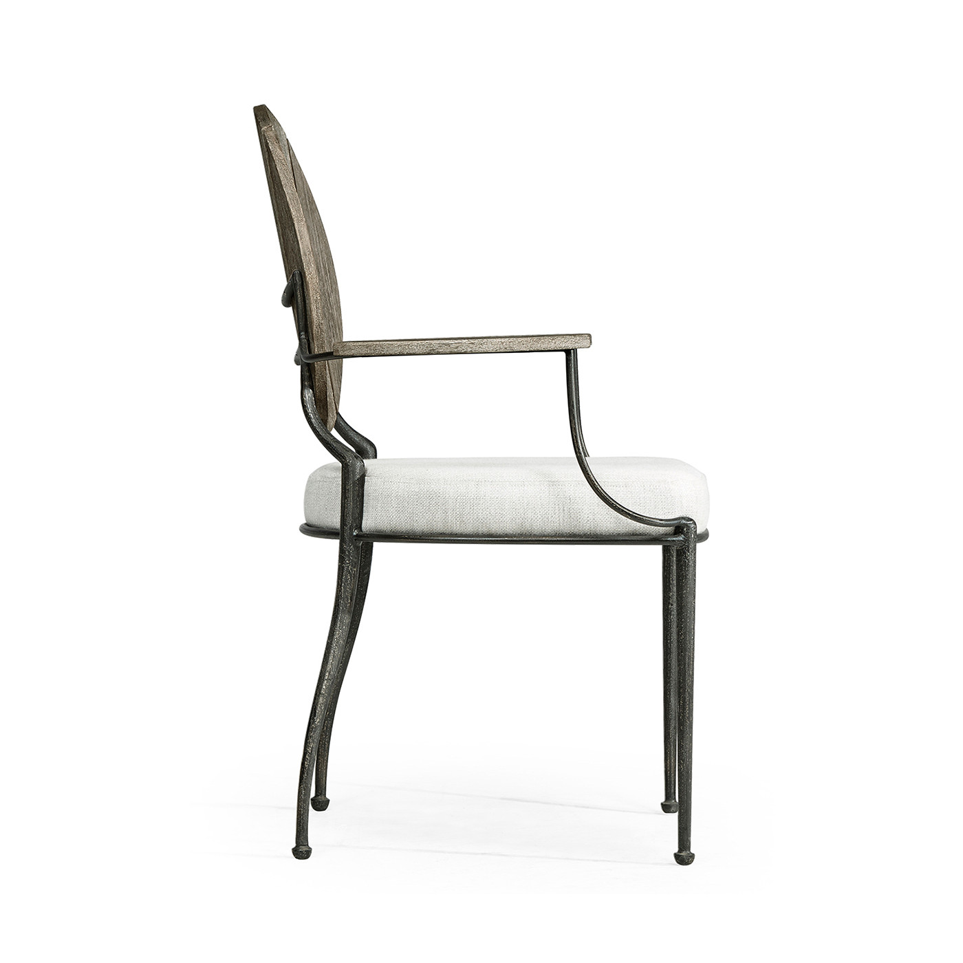 Circle Back Grey & Iron Dining Arm Chair