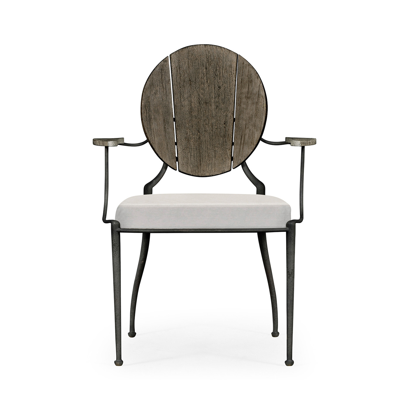 Circle Back Grey & Iron Dining Arm Chair