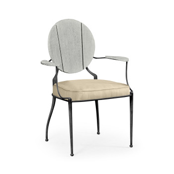 Circle Back Cloudy Grey & Iron Dining Arm Chair