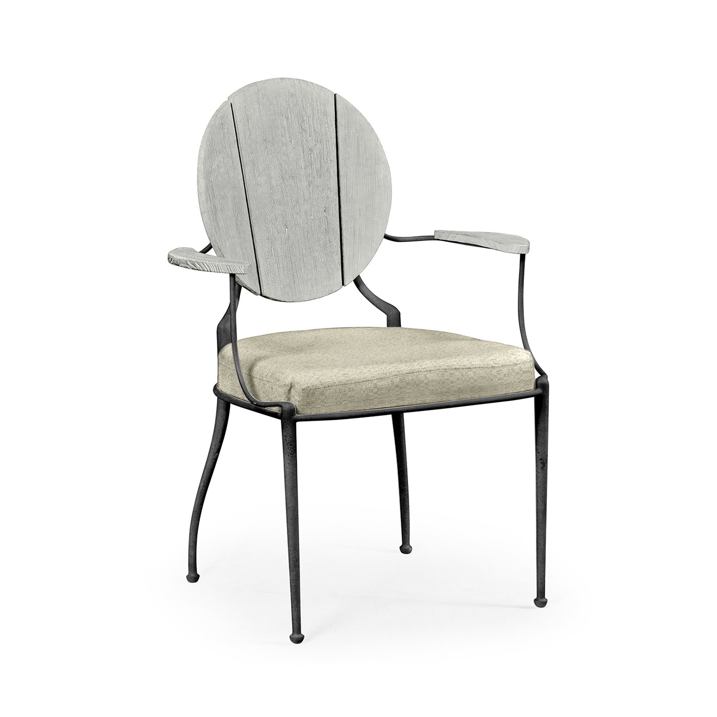 Circle Back Cloudy Grey & Iron Dining Arm Chair