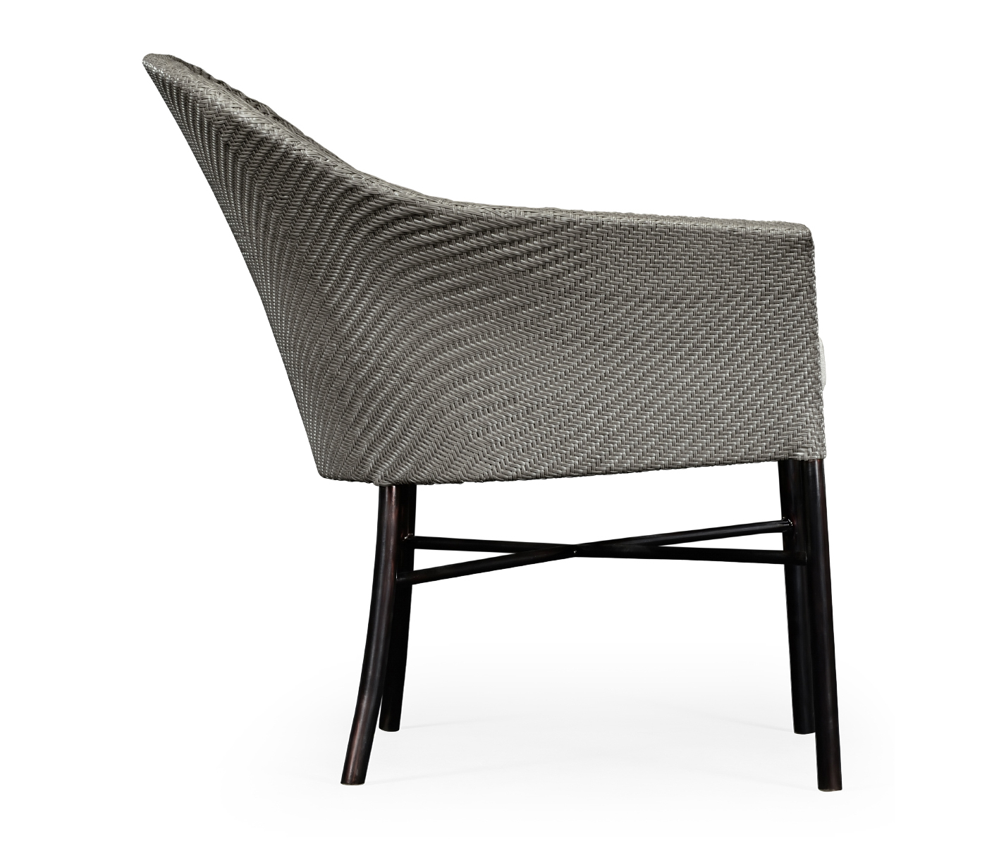 Rounded Back Mocha Steel & Dark Grey Rattan Dining Chair with Cushion